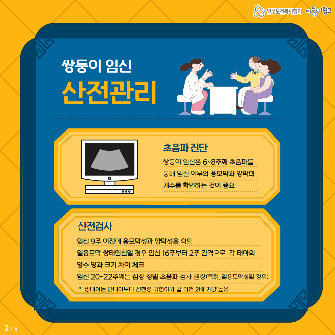 쌍둥이 임신 산전관리 초음파 진단 산전검사