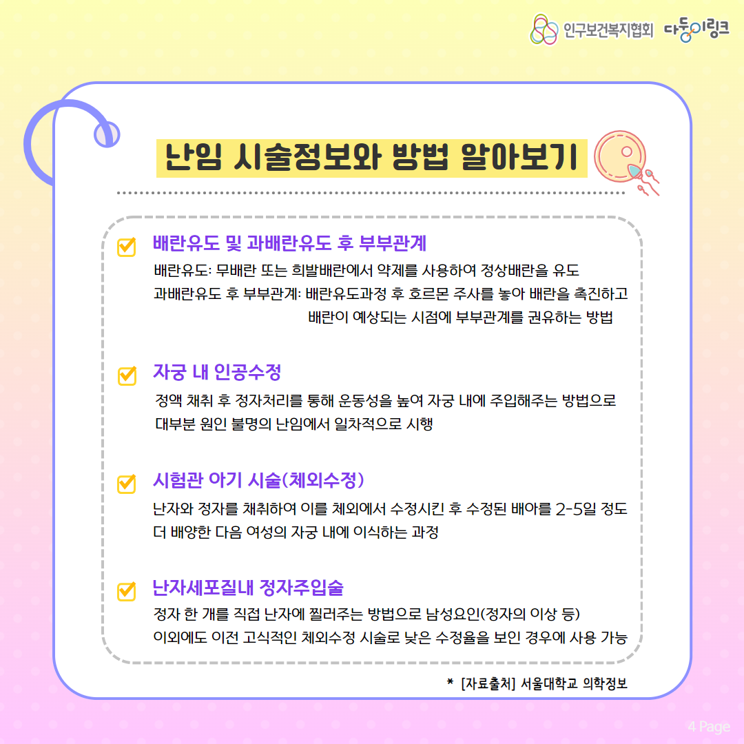 난임 시술정보와 방법 알아보기