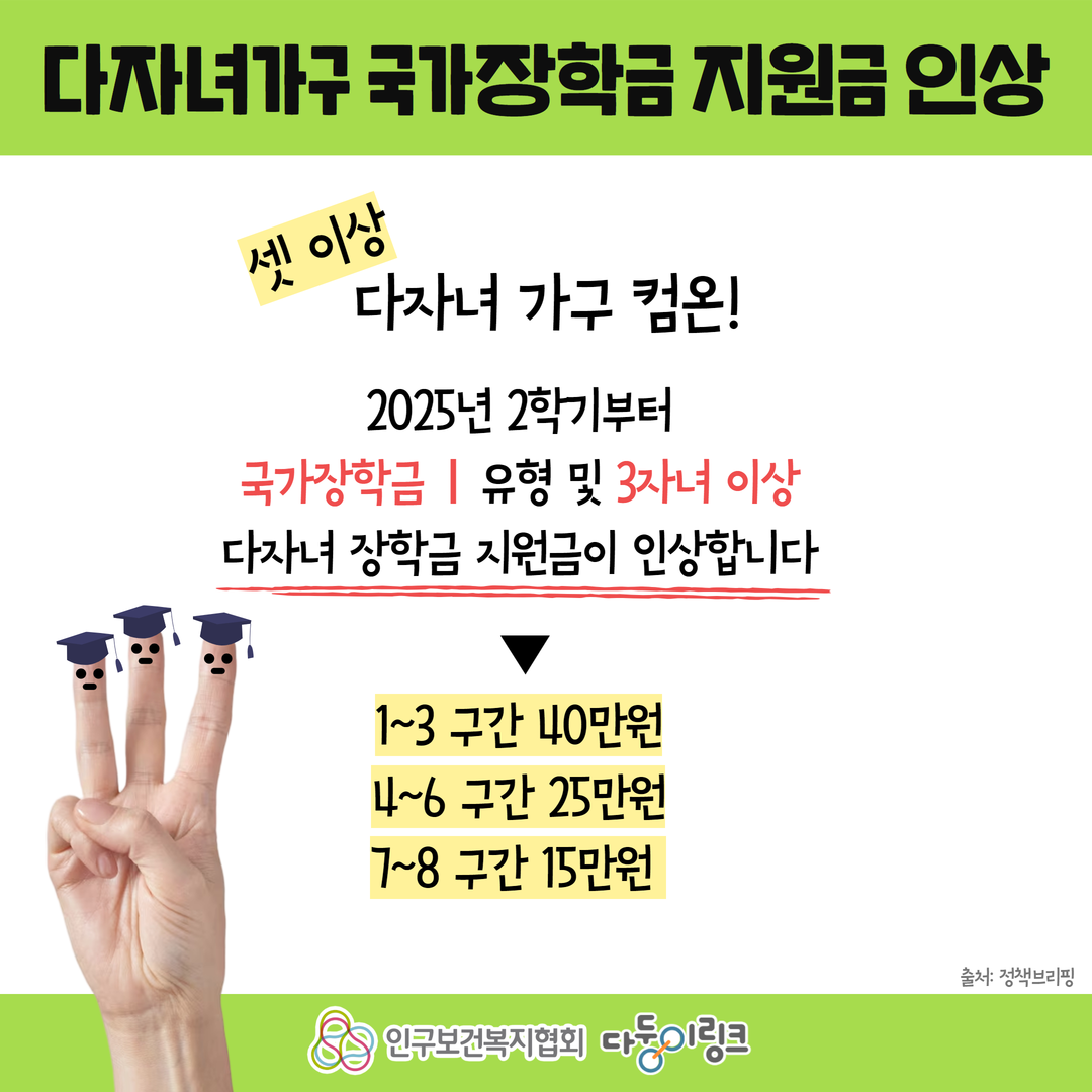 다둥이링크 정책뉴스 다자녀 가구 국가장학금 알아보기
