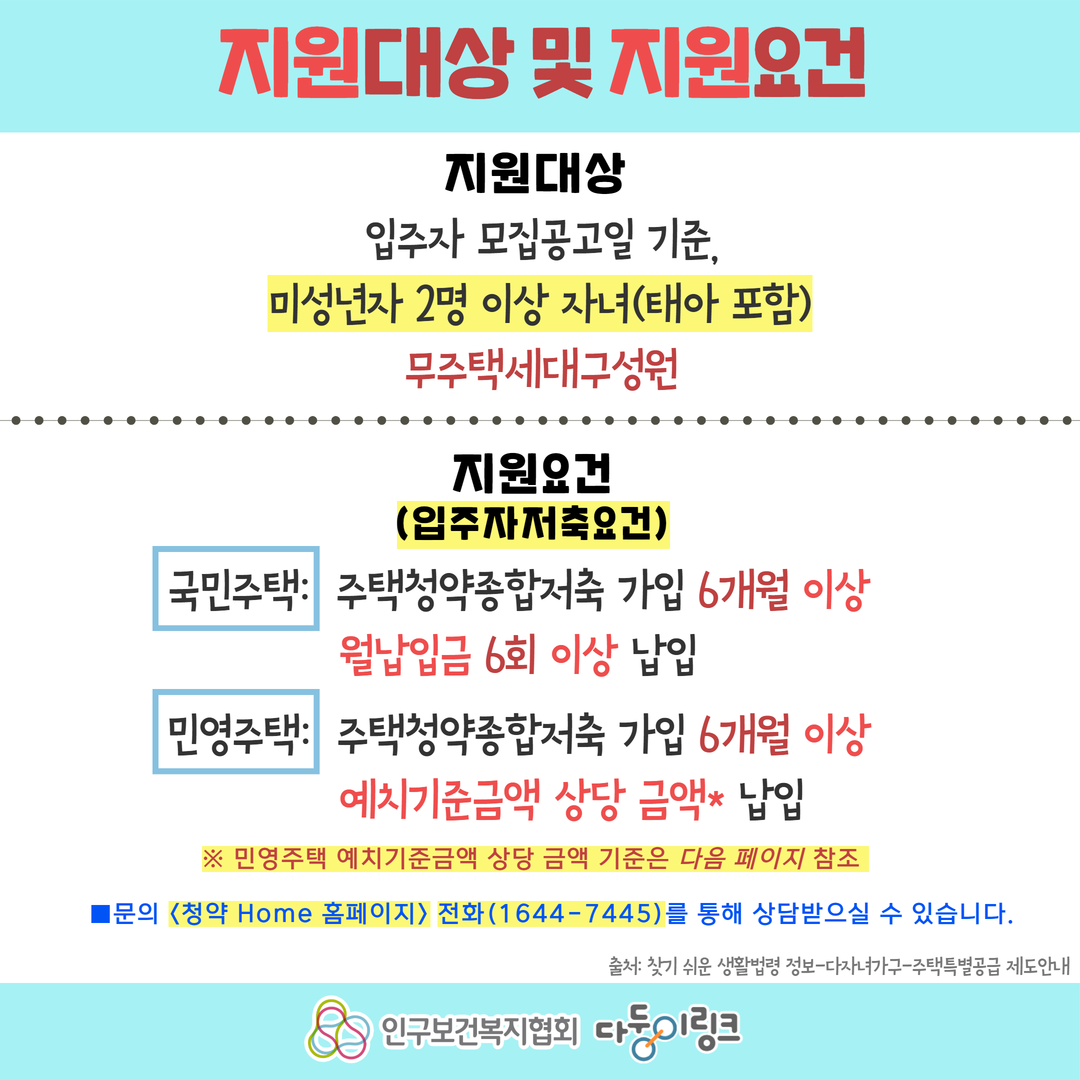 다자녀 주거지원 알아보기주택특별공급 신생아 가구