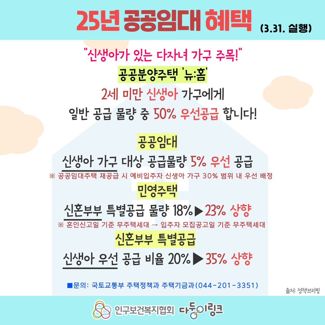 다자녀 주거지원 알아보기주택특별공급 신생아 가구