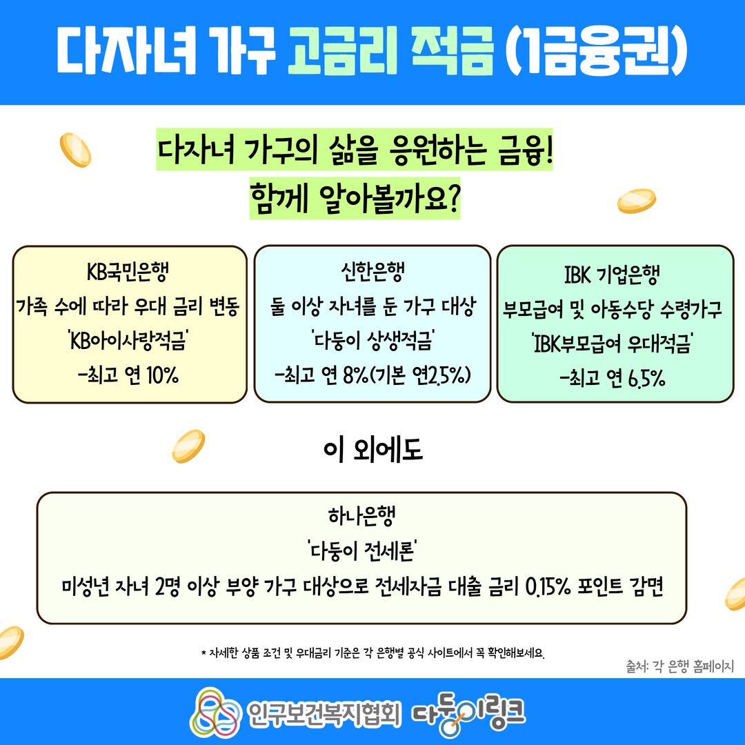 다자녀가구라면 고금리 적금 혜택 알아보기