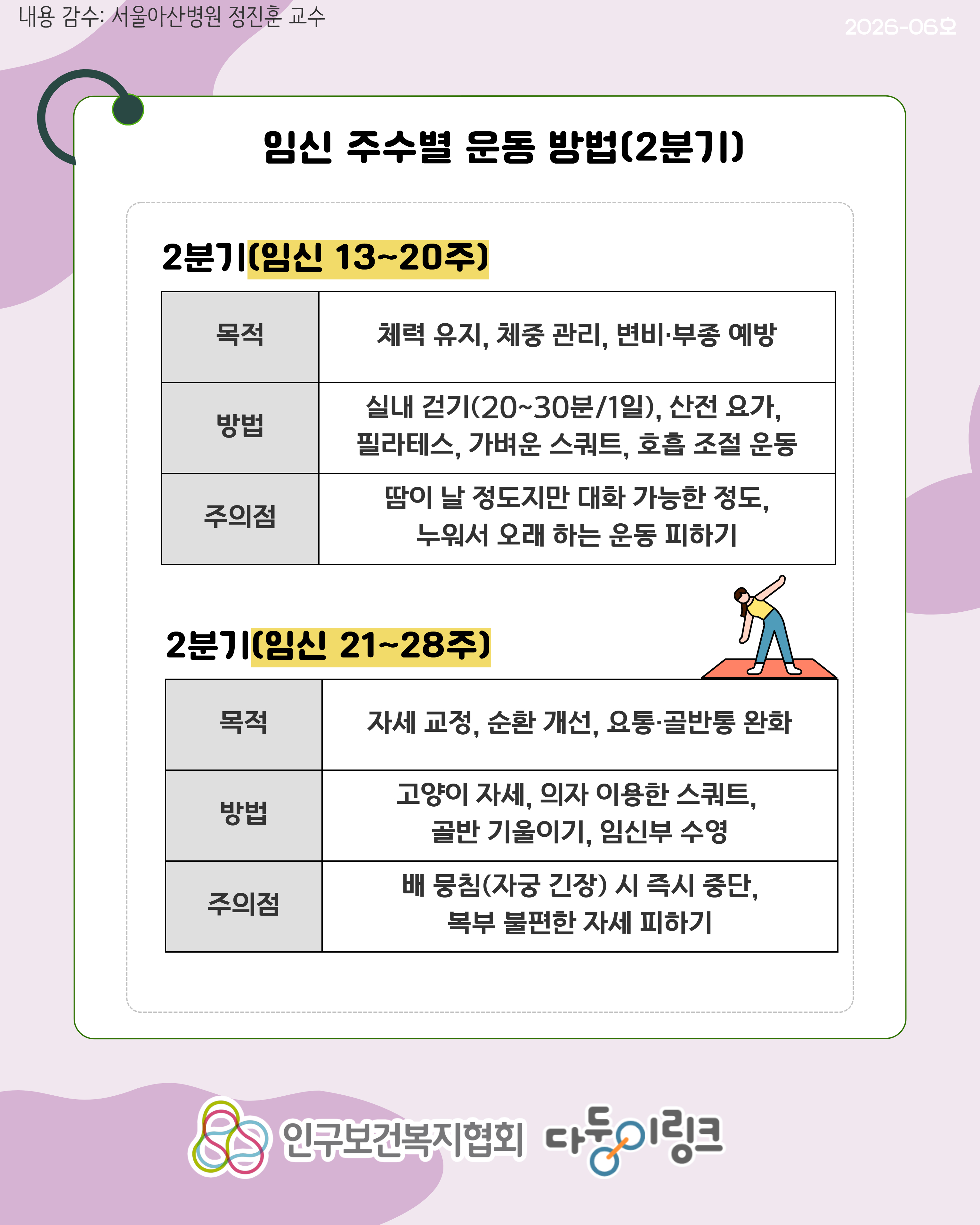 쌍둥이 임신 주수별 운동 방법 및 강도