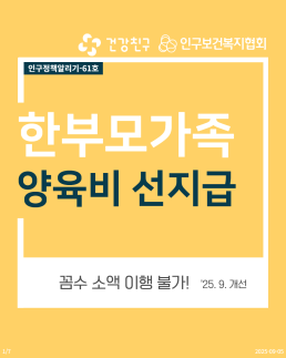 인구정책알리기61 한부모가족 양육비 선지급 