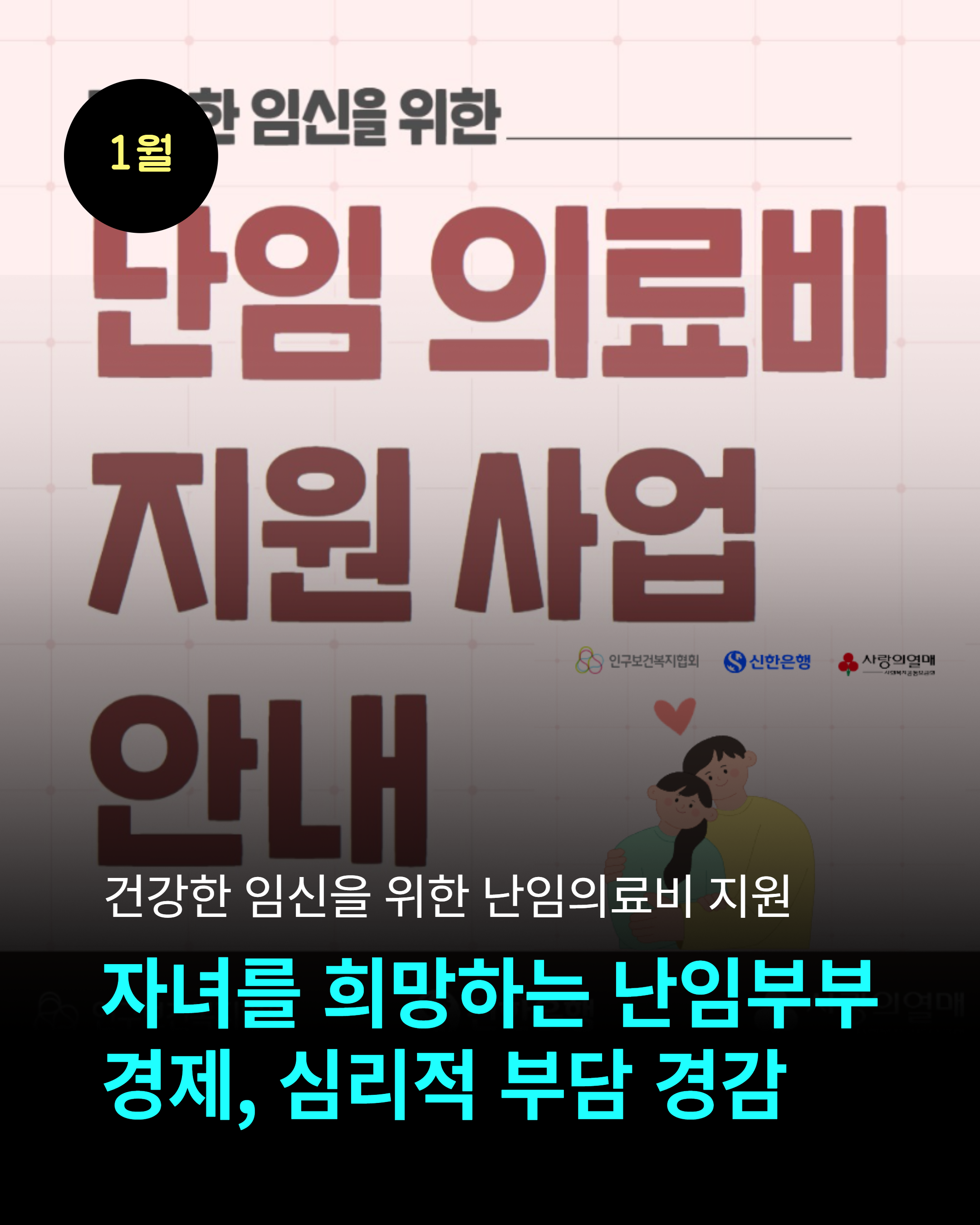 1월 건강한 임신을 위한 난임의료비 지원 자녀를 희망하는 난임부부 경제 심리적 부담 경감 