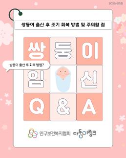 다둥이링크 임신QA쌍둥이 출산 후 조기 회복 방법 및 주의할 점